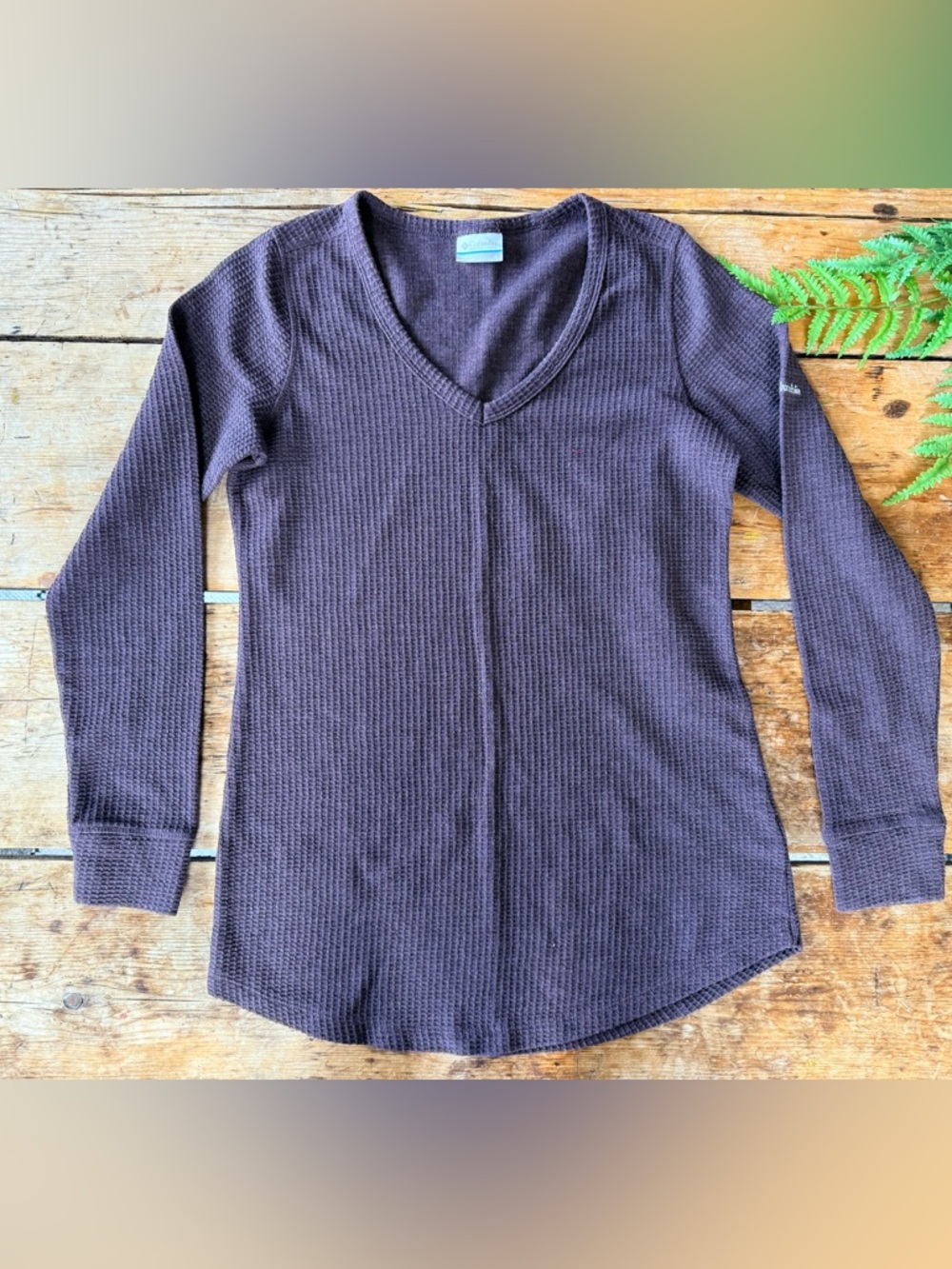 Columbia Women's Waffle Knit V-Neck Thermal Top - Brown